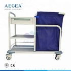 Chariot de blanchisserie mobile d'hôpital de revêtement de poudre d'AG-SS017B de salle de nettoyage de toile en acier de pièce