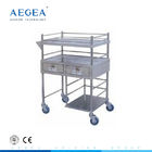 Instrument d'hôpital de cadre de l'acier inoxydable AG-SS024 fonctionnant les chariots mobiles de laboratoire