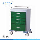 AG-GS001 avec cinq séries vert-foncé de tiroirs actionnent le chariot médical de revêtement d'hôpital d'acier inoxydable