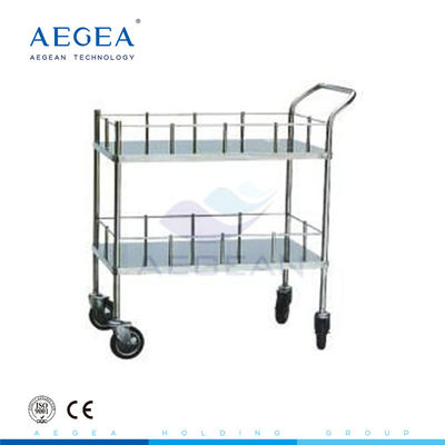 Tableau de plateau d'hôpital de l'acier inoxydable AG-SS006 chariot médical à 2 couches